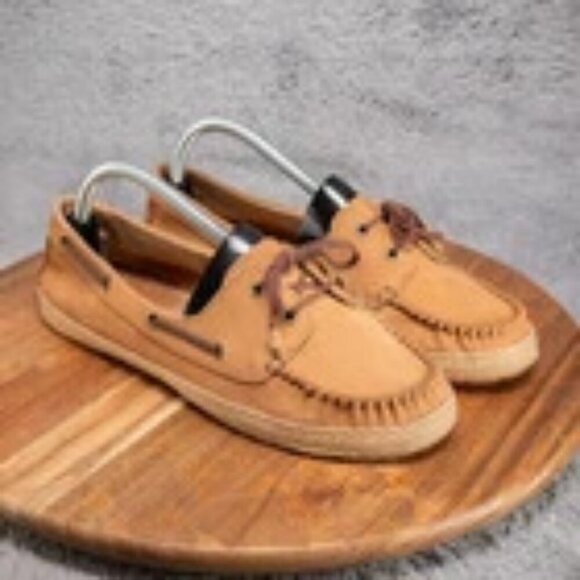 UGG TYLIN NWOT DECK SHOE Chestnut Nubuck Leather Boat Shoe Lamb Fur Lining Sz 6 - Picture 4 of 16